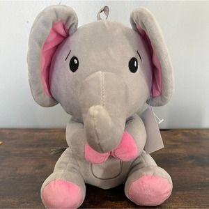 Gray & Pink Elephant  Plush Balloon Weight